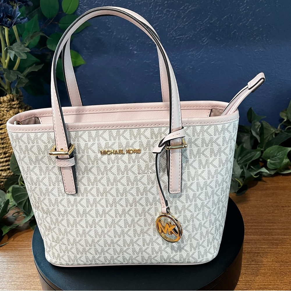 NWOT Michael Kors Xsmall Top-Zip Tote Powder Blush Multi